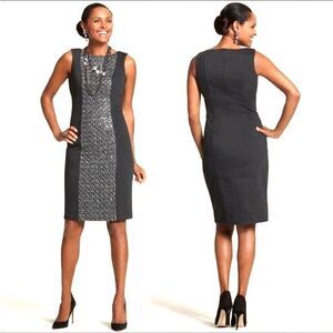 CHICO'S Dress 2 PLUS size Sheath Gray Silver Metallic Sequins Sleeveless NWT